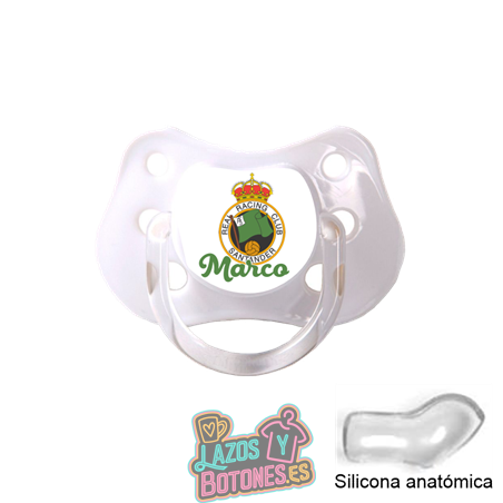 Chupete personalizado Racing de Santander con nombre – 0 a 6 meses