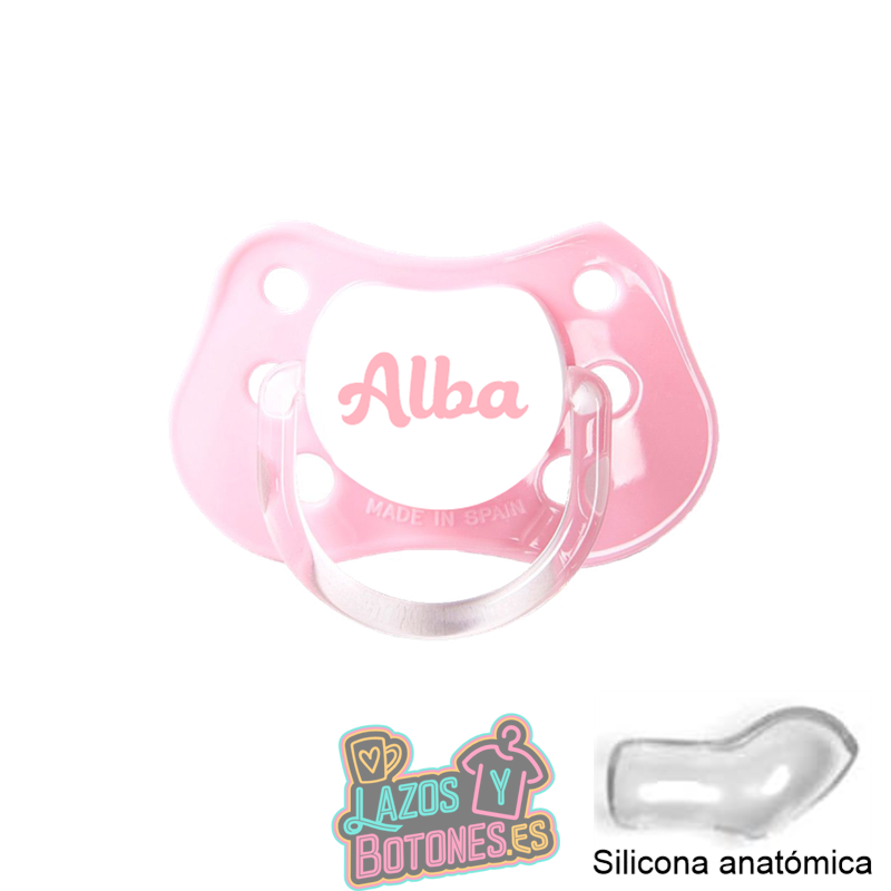 Chupete rosa personalizado con nombre – 0 a 6 meses