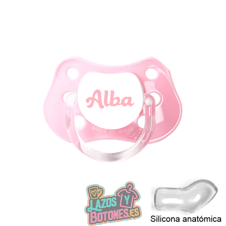 Chupete rosa personalizado con nombre – 0 a 6 meses