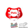 Chupete rojo personalizado con nombre – 0 a 6 meses