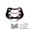 Chupete negro personalizado con nombre – 0 a 6 meses