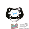 Chupete negro personalizado con nombre – 0 a 6 meses