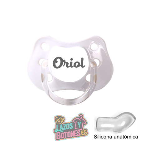 Chupete blanco personalizado con nombre – 0 a 6 meses