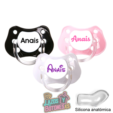 Chupete blanco personalizado con nombre – 0 a 6 meses