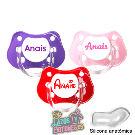Chupete blanco personalizado con nombre – 0 a 6 meses