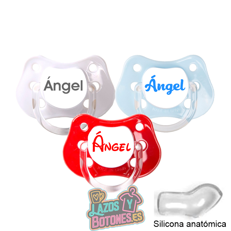 Chupete blanco personalizado con nombre – 0 a 6 meses