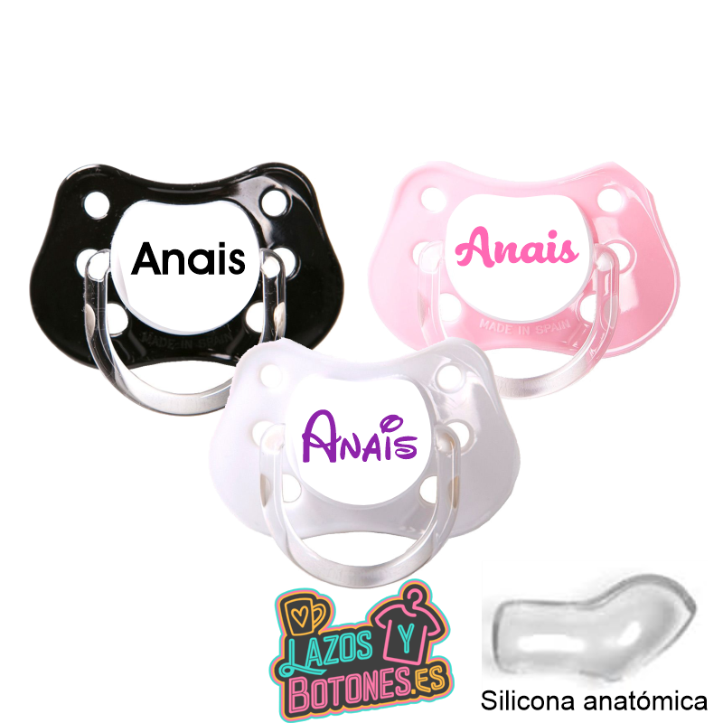 Chupete blanco personalizado con nombre – 0 a 6 meses