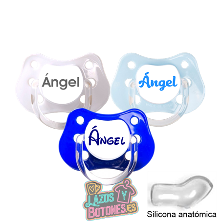 Chupete blanco personalizado con nombre – 0 a 6 meses