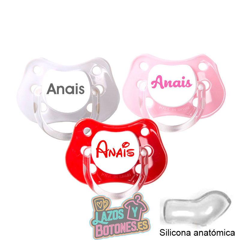 Chupete blanco personalizado con nombre – 0 a 6 meses