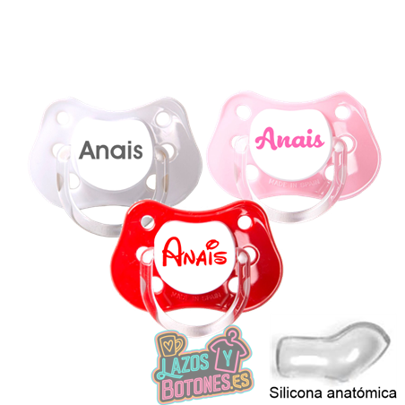 Chupete blanco personalizado con nombre – 0 a 6 meses