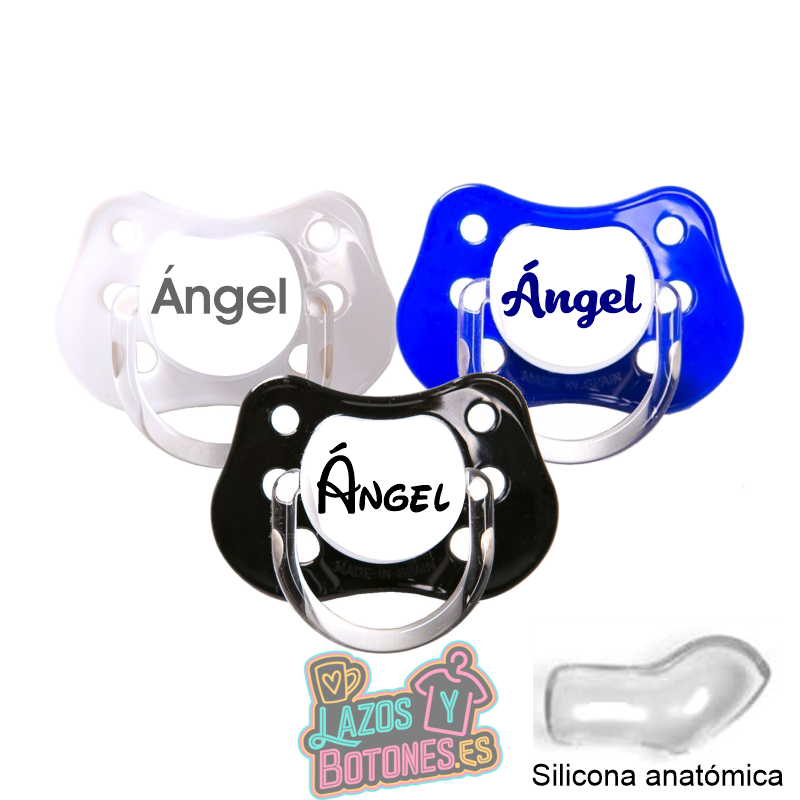 Chupete blanco personalizado con nombre – 0 a 6 meses