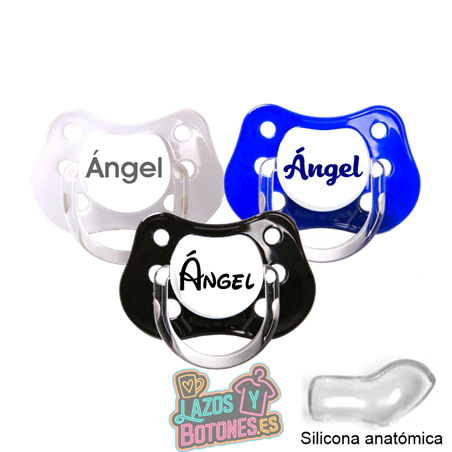 Chupete blanco personalizado con nombre – 0 a 6 meses