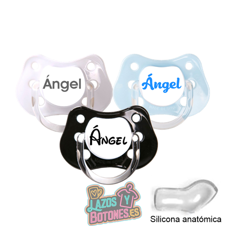 Chupete blanco personalizado con nombre – 0 a 6 meses