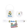 Pack porta chupetes + chupete + chupetero – Mod. Real Madrid