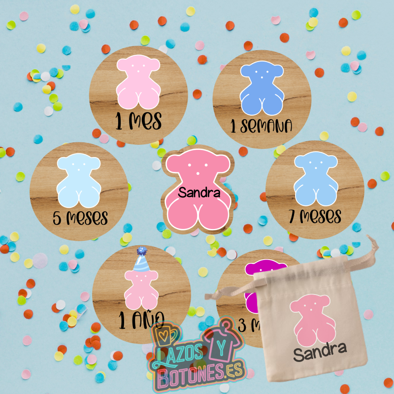 Cumple Mes personalizado – Mod. Osito Pastel
