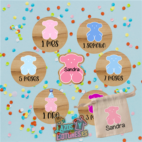 Cumple Mes personalizado – Mod. Osito Pastel