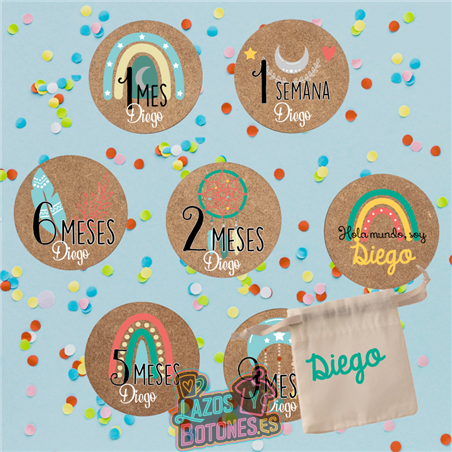 Cumple Mes personalizado – Mod. Arcoíris Boho