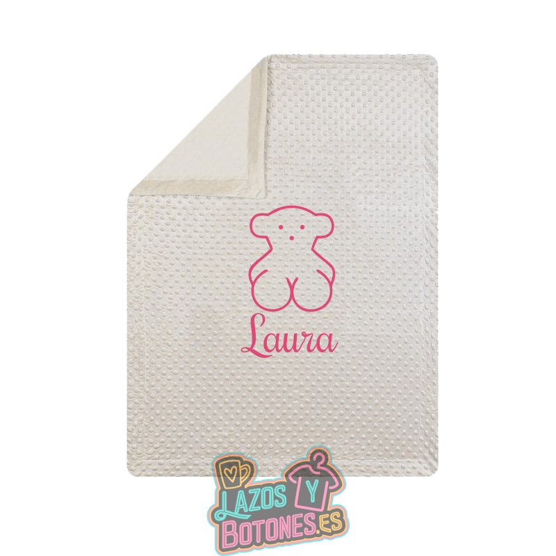 Manta burbujas bordada – Mod. Osito Fucsia