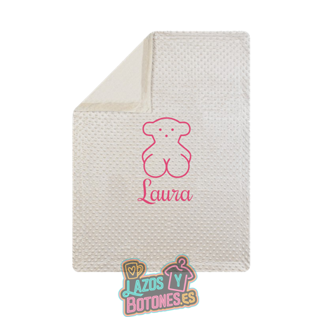 Manta burbujas bordada – Mod. Osito Fucsia