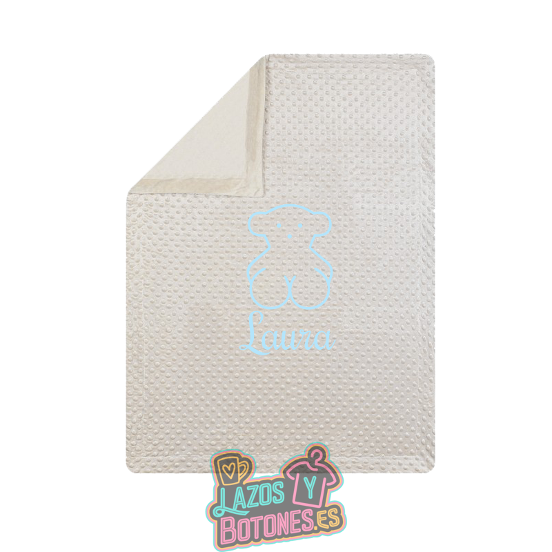 Manta burbujas bordada – Mod. Osito Azul Bebé