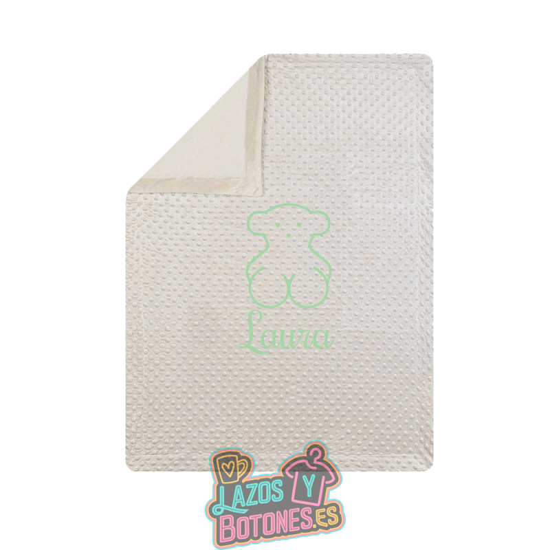 Manta burbujas bordada – Mod. Osito Verde Pastel