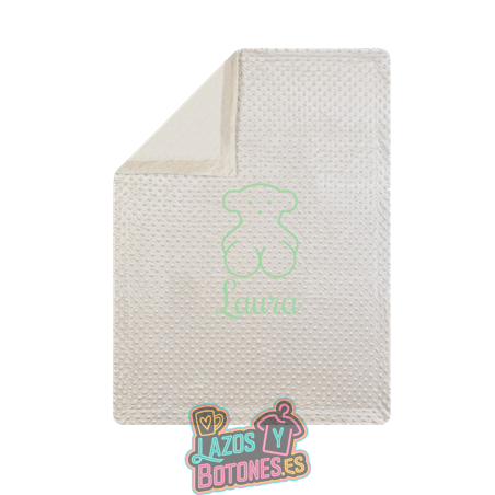 Manta burbujas bordada – Mod. Osito Verde Pastel