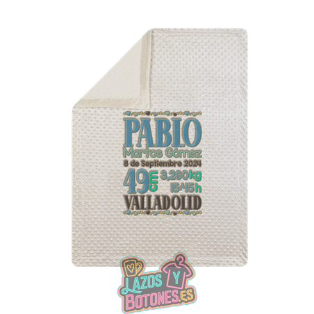 Manta burbujas bordada – Mod. Corona Reina / Princesa