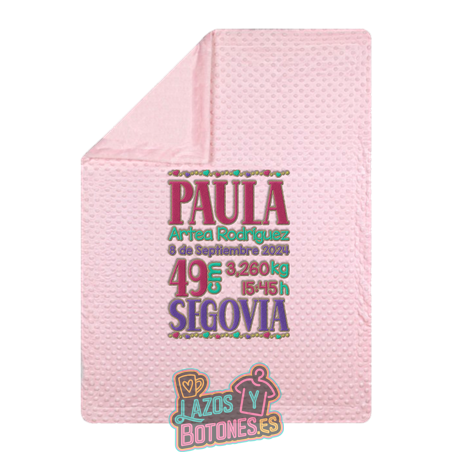 Manta burbujas bordada – Mod. Corona Reina / Princesa