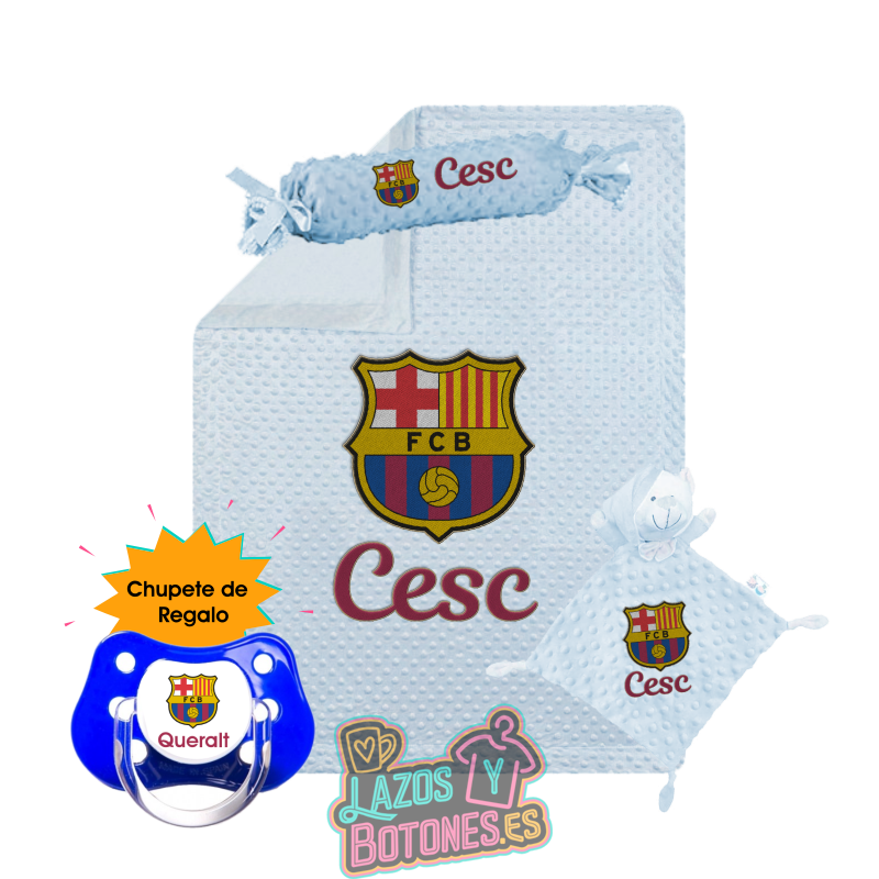 Canastilla bebé personalizada – Mod. Barça FC Barcelona – con chupete de regalo