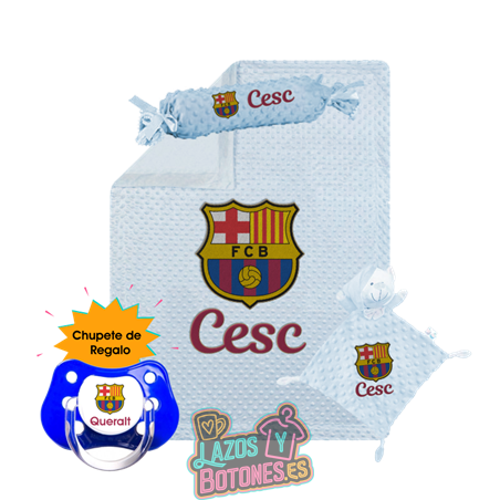 Canastilla bebé personalizada – Mod. Barça FC Barcelona – con chupete de regalo