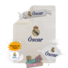 Canastilla bebé personalizada - Mod. Real Madrid con chupete de regalo