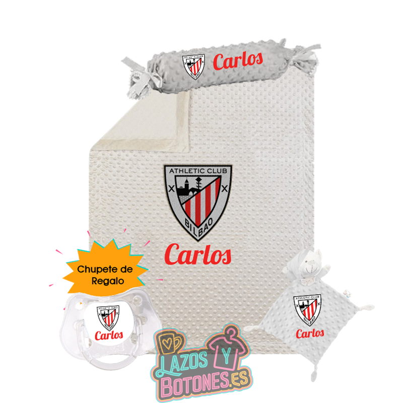 Canastilla bebé personalizada - Mod. Athletic Bilbao con chupete de regalo