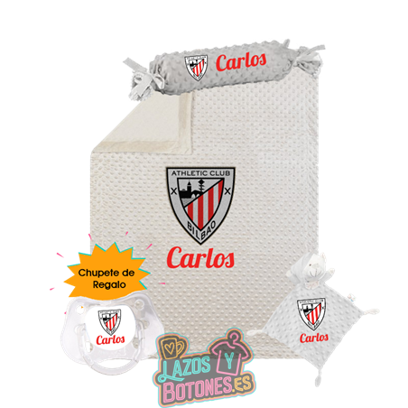 Canastilla bebé personalizada - Mod. Athletic Bilbao con chupete de regalo