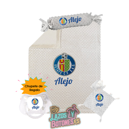 Canastilla bebé personalizada - Mod. Getafe CF con chupete de regalo