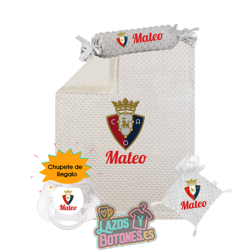Canastilla bebé personalizada - Mod. Osasuna con chupete de regalo