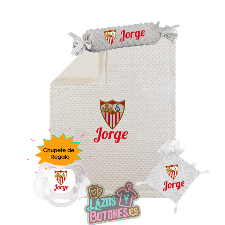 Canastilla bebé personalizada - Mod. Sevilla FC con chupete de regalo