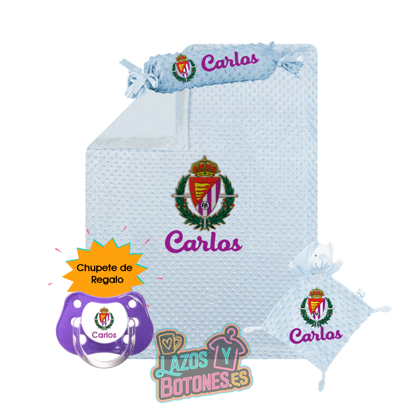 Canastilla bebé personalizada - Mod. Real Valladolid con chupete de regalo