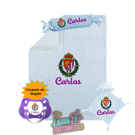 Canastilla bebé personalizada - Mod. Real Valladolid con chupete de regalo