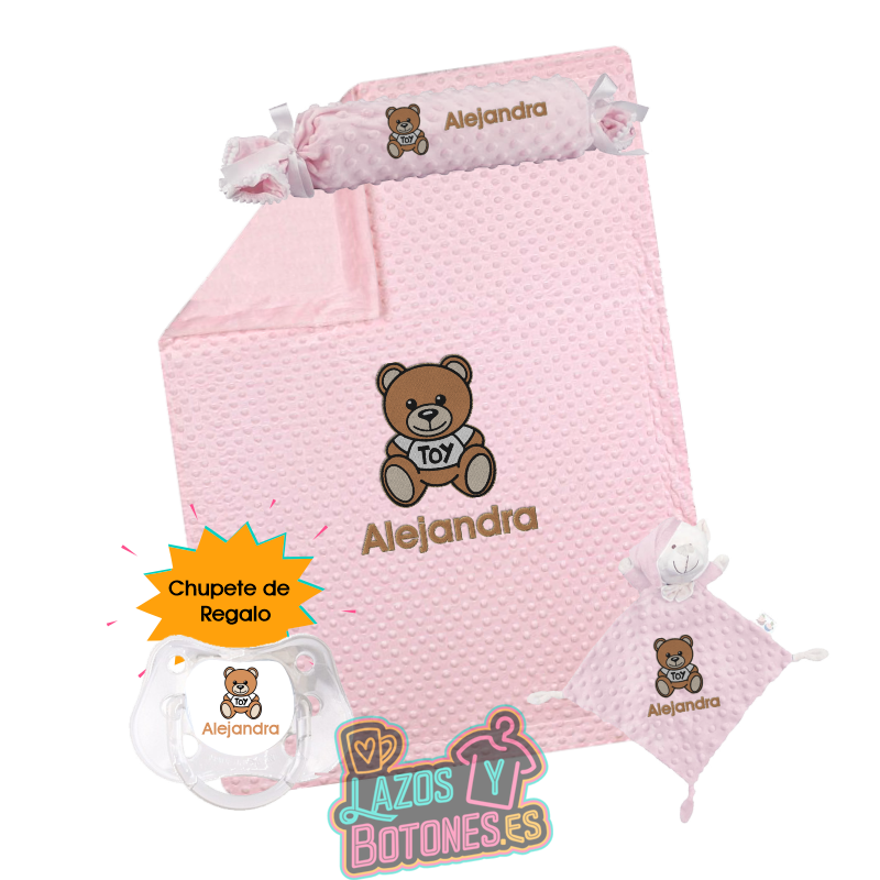 Canastilla bebé personalizada – Mod. Moschino Osito | Chupete de regalo