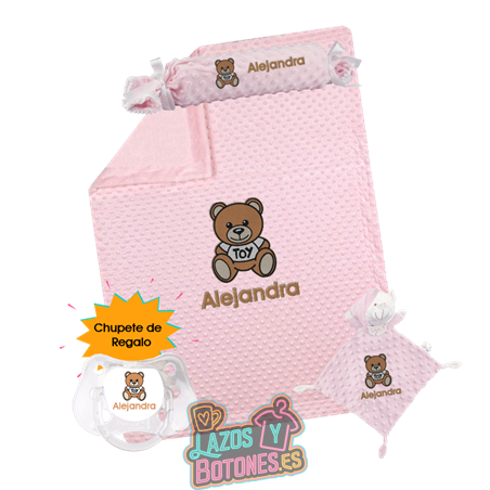 Canastilla bebé personalizada – Mod. Moschino Osito | Chupete de regalo
