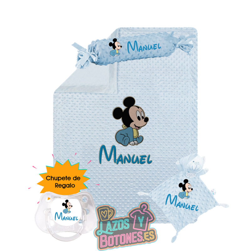 Canastilla bebé personalizada – Mod. Mickey Baby | Chupete de regalo