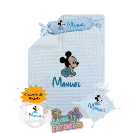 Canastilla bebé personalizada – Mod. Mickey Baby | Chupete de regalo