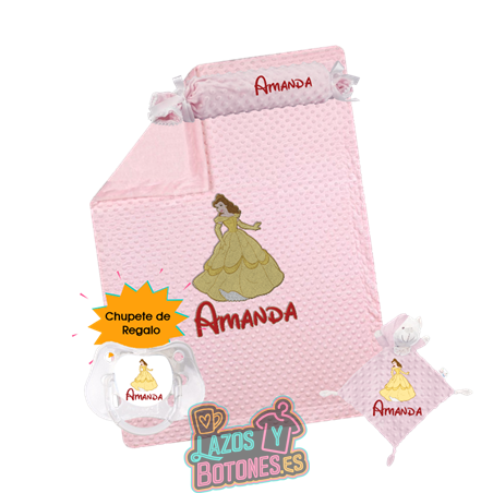 Canastilla bebé personalizada – Mod. Bella | Chupete de regalo