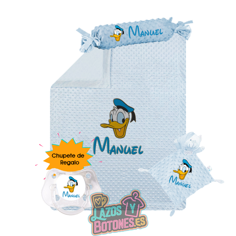 Canastilla bebé personalizada – Mod. Donald con chupete de regalo