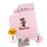 Canastilla bebé personalizada – Mod. Minnie con chupete de regalo