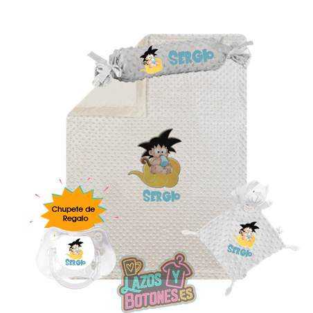 Canastilla bebé personalizada – Mod. Goku Bebé con chupete de regalo