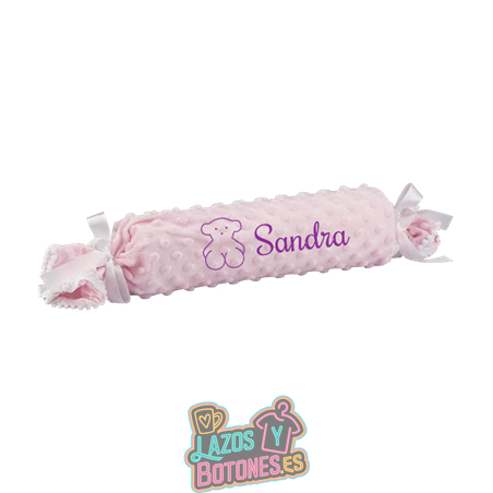 Cojín caramelo antivuelco personalizado con osito – Mod. Osito morado