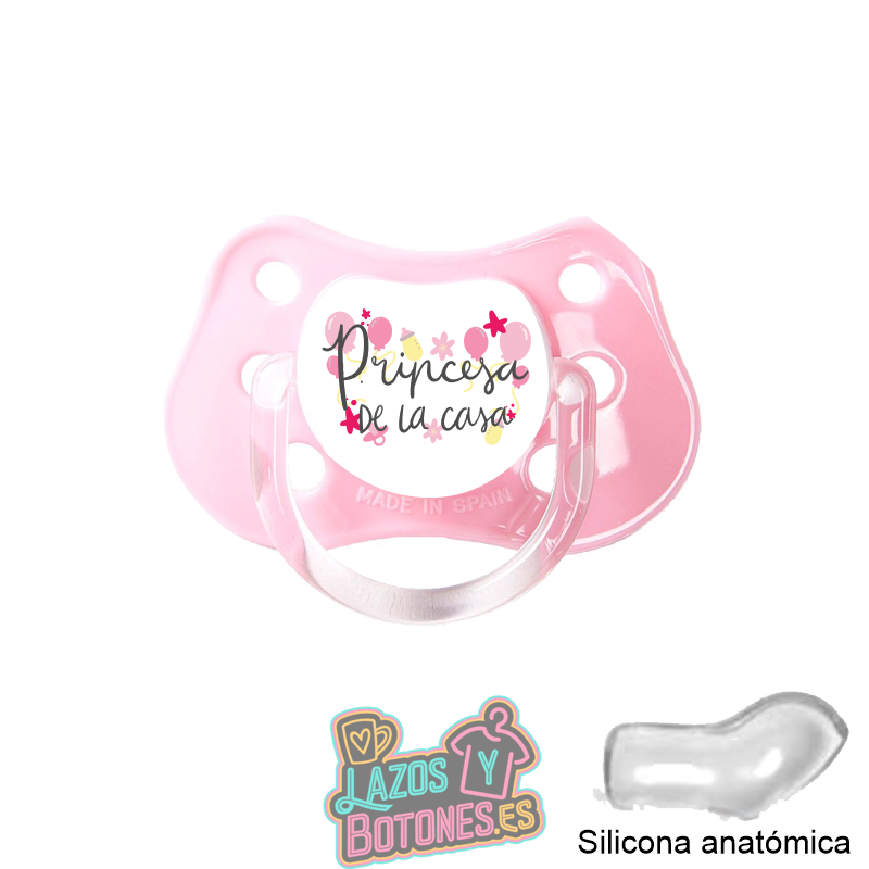 Chupete personalizado 0–6 meses – Mod. Príncipe / Princesa de la casa (colores a elegir)