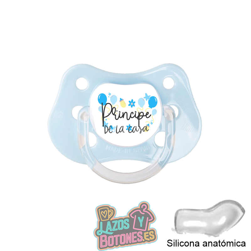 Chupete personalizado 0–6 meses – Mod. Príncipe / Princesa de la casa (colores a elegir)