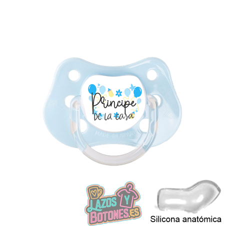 Chupete personalizado 0–6 meses – Mod. Príncipe / Princesa de la casa (colores a elegir)